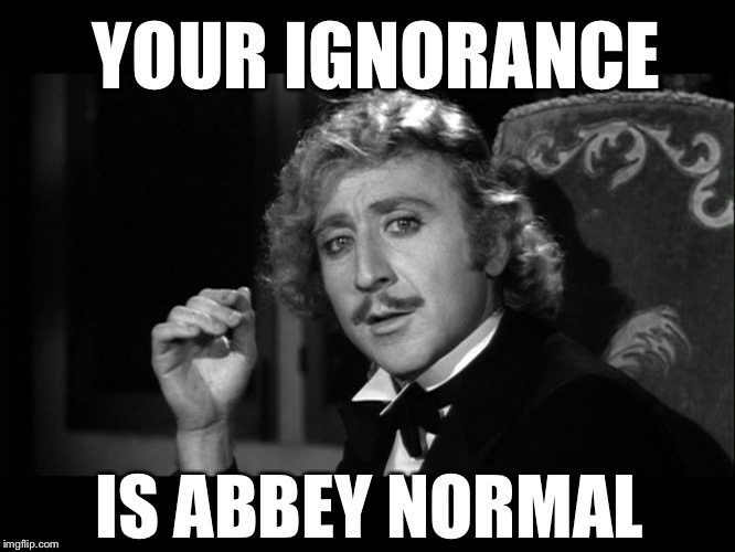 Dr. Frankenstein | YOUR IGNORANCE IS ABBEY NORMAL | image tagged in dr frankenstein | made w/ Imgflip meme maker