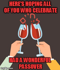 Chag Sameach! | HERE'S HOPING ALL OF YOU WHO CELEBRATE; HAD A WONDERFUL PASSOVER | image tagged in passover,seder,pesach,celebrate,freedom | made w/ Imgflip meme maker