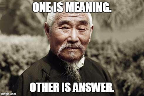 ONE IS MEANING. OTHER IS ANSWER. | made w/ Imgflip meme maker