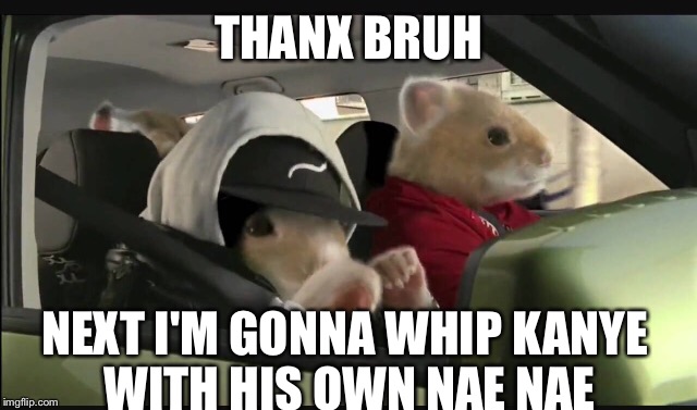 THANX BRUH NEXT I'M GONNA WHIP KANYE WITH HIS OWN NAE NAE | made w/ Imgflip meme maker