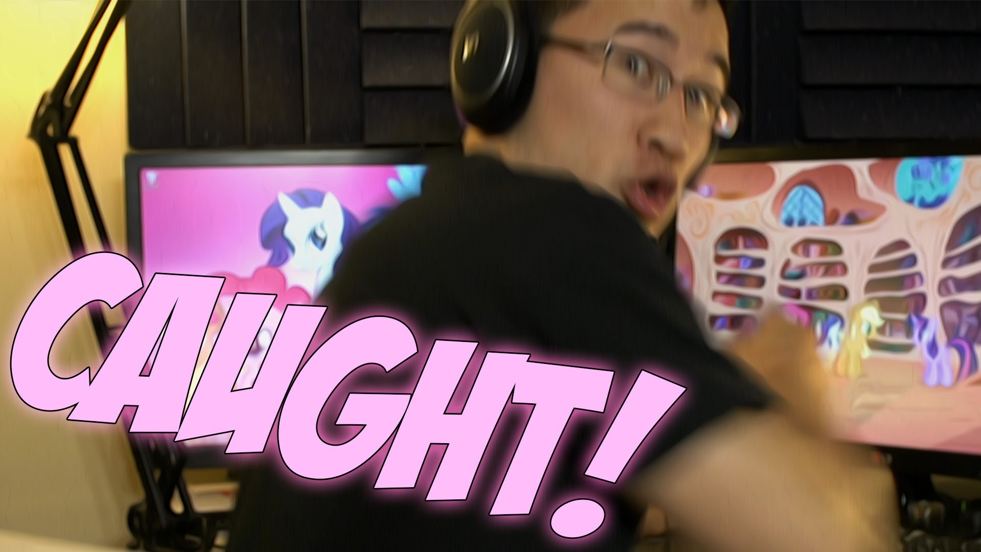 High Quality markiplier caught with ponies Blank Meme Template