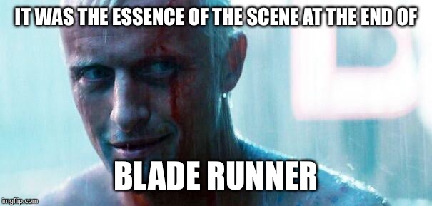 Roy batty | IT WAS THE ESSENCE OF THE SCENE AT THE END OF BLADE RUNNER | image tagged in roy batty | made w/ Imgflip meme maker