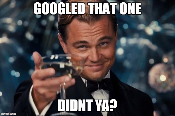 GOOGLED THAT ONE DIDNT YA? | image tagged in memes,leonardo dicaprio cheers | made w/ Imgflip meme maker