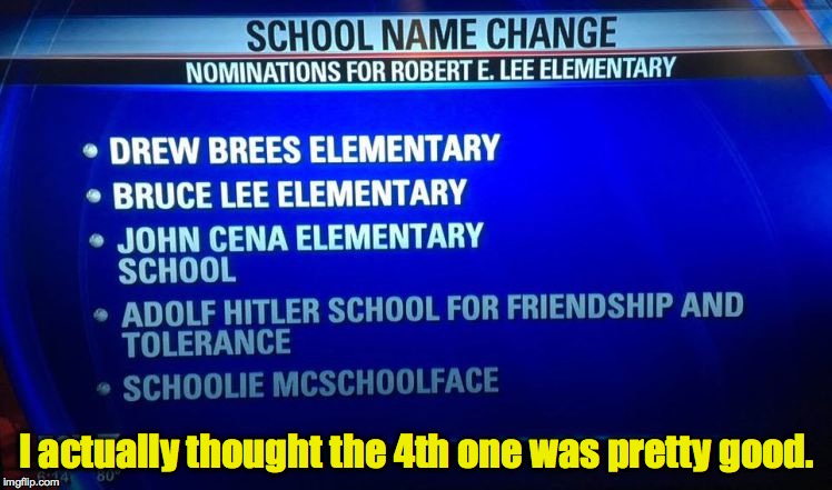 And the saga continues. This time for renaming a school in Austin Texas | I actually thought the 4th one was pretty good. | image tagged in boaty mcboatface,rename contest | made w/ Imgflip meme maker
