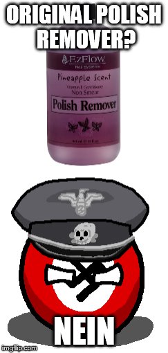 Polish Remover? NEIN. |  ORIGINAL POLISH REMOVER? NEIN | image tagged in memes,funny,polandball,poland,nazi | made w/ Imgflip meme maker