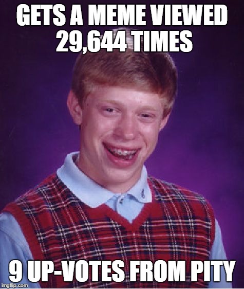 Bad Luck Brian Meme | GETS A MEME VIEWED 29,644 TIMES 9 UP-VOTES FROM PITY | image tagged in memes,bad luck brian | made w/ Imgflip meme maker