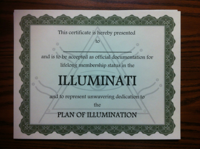 High Quality illuminati certificate Blank Meme Template