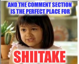AND THE COMMENT SECTION IS THE PERFECT PLACE FOR SHIITAKE | made w/ Imgflip meme maker