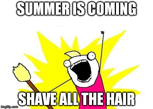 X All The Y Meme | SUMMER IS COMING; SHAVE ALL THE HAIR | image tagged in memes,x all the y | made w/ Imgflip meme maker