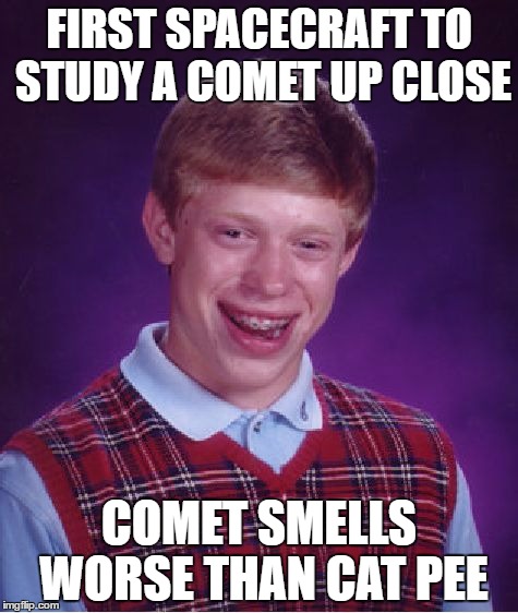 Bad Luck Brian Meme | FIRST SPACECRAFT TO STUDY A COMET UP CLOSE; COMET SMELLS WORSE THAN CAT PEE | image tagged in memes,bad luck brian | made w/ Imgflip meme maker