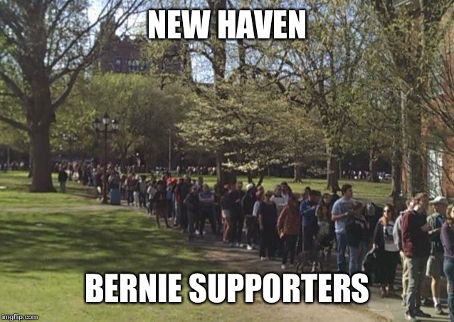 NEW HAVEN; BERNIE SUPPORTERS | image tagged in new haven | made w/ Imgflip meme maker