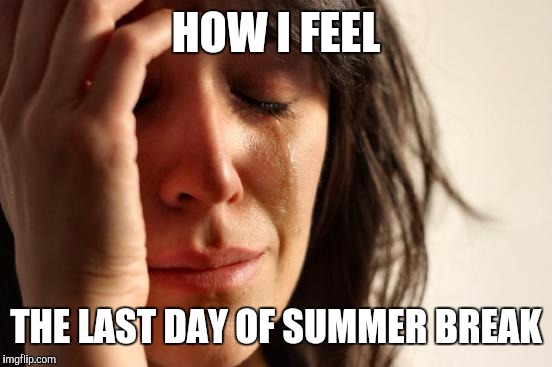 First World Problems Meme | HOW I FEEL; THE LAST DAY OF SUMMER BREAK | image tagged in memes,first world problems | made w/ Imgflip meme maker