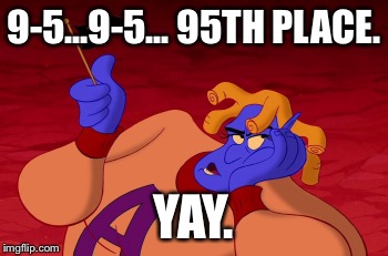 9-5...9-5... 95TH PLACE. YAY. | made w/ Imgflip meme maker