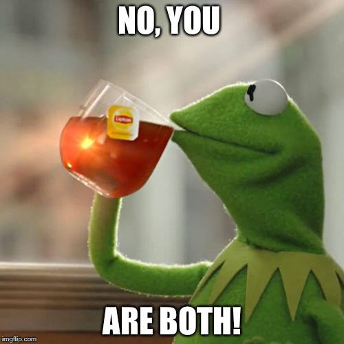 But That's None Of My Business Meme | NO, YOU ARE BOTH! | image tagged in memes,but thats none of my business,kermit the frog | made w/ Imgflip meme maker