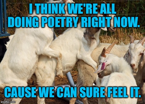 I THINK WE'RE ALL DOING POETRY RIGHT NOW. CAUSE WE CAN SURE FEEL IT. | made w/ Imgflip meme maker