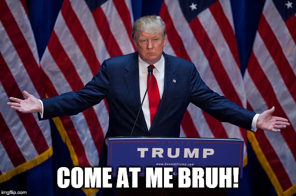 Trump Bruh | COME AT ME BRUH! | image tagged in trump bruh | made w/ Imgflip meme maker