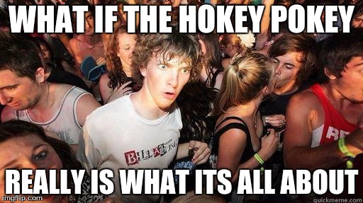 Sudden Realization | WHAT IF THE HOKEY POKEY; REALLY IS WHAT ITS ALL ABOUT | image tagged in sudden realization | made w/ Imgflip meme maker