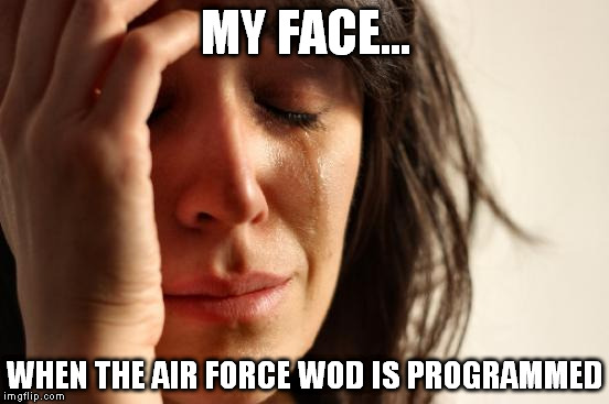 First World Problems Meme | MY FACE... WHEN THE AIR FORCE WOD IS PROGRAMMED | image tagged in memes,first world problems | made w/ Imgflip meme maker