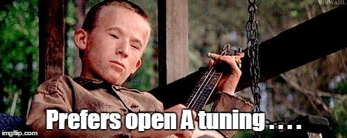Prefers open A tuning . . . . | image tagged in deliverance | made w/ Imgflip meme maker