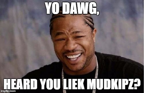Yo Dawg Heard You Meme | YO DAWG, HEARD YOU LIEK MUDKIPZ? | image tagged in memes,yo dawg heard you | made w/ Imgflip meme maker
