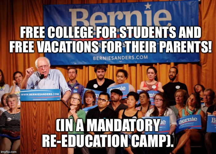 FREE COLLEGE FOR STUDENTS AND FREE VACATIONS FOR THEIR PARENTS! (IN A MANDATORY RE-EDUCATION CAMP). | image tagged in young people | made w/ Imgflip meme maker