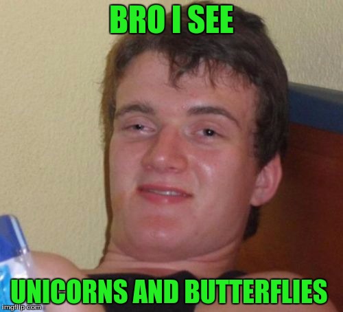 10 Guy | BRO I SEE; UNICORNS AND BUTTERFLIES | image tagged in memes,10 guy | made w/ Imgflip meme maker