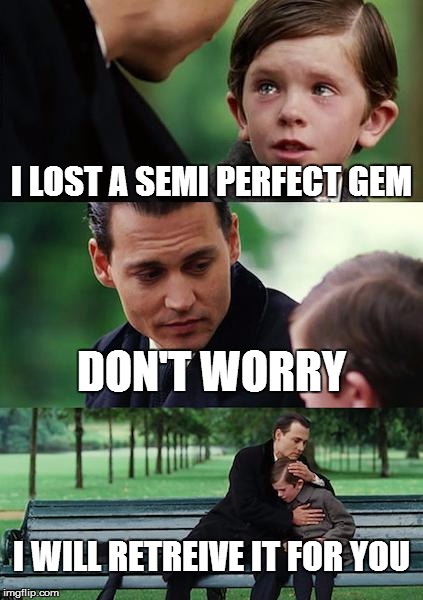 Finding Neverland | I LOST A SEMI PERFECT GEM; DON'T WORRY; I WILL RETREIVE IT FOR YOU | image tagged in memes,finding neverland | made w/ Imgflip meme maker