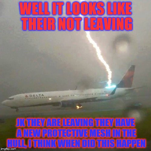 Plane | WELL IT LOOKS LIKE THEIR NOT LEAVING; JK THEY ARE LEAVING THEY HAVE A NEW PROTECTIVE MESH IN THE HULL, I THINK WHEN DID THIS HAPPEN | image tagged in plane | made w/ Imgflip meme maker
