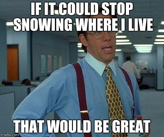 Vermont is a troll... >_< | IF IT COULD STOP SNOWING WHERE I LIVE; THAT WOULD BE GREAT | image tagged in memes,that would be great | made w/ Imgflip meme maker