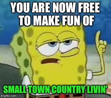YOU ARE NOW FREE TO MAKE FUN OF SMALL TOWN COUNTRY LIVIN' | made w/ Imgflip meme maker