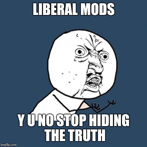 Y U No Meme | LIBERAL MODS Y U NO STOP HIDING THE TRUTH | image tagged in memes,y u no | made w/ Imgflip meme maker