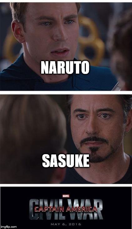 Marvel Civil War 1 Meme | NARUTO; SASUKE | image tagged in memes,marvel civil war 1 | made w/ Imgflip meme maker