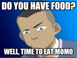 DO YOU HAVE FOOD? WELL, TIME TO EAT MOMO | image tagged in sokka | made w/ Imgflip meme maker