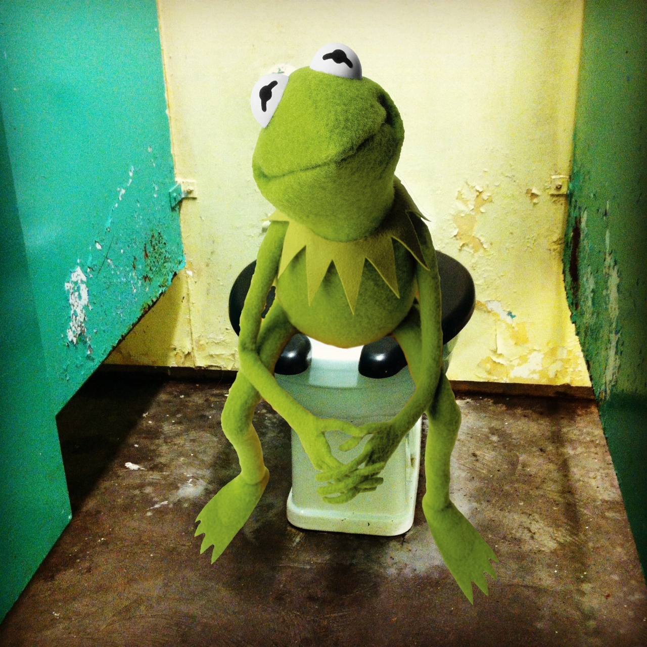 High Quality Kermit Public Toilet Blank Meme Template