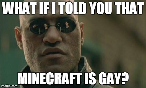 Matrix Morpheus Meme | WHAT IF I TOLD YOU THAT; MINECRAFT IS GAY? | image tagged in memes,matrix morpheus | made w/ Imgflip meme maker