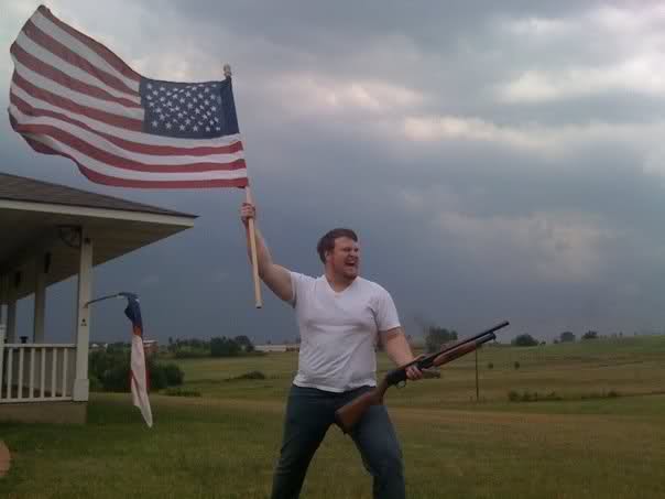 Redneck Shotgun and Flag Blank Meme Template