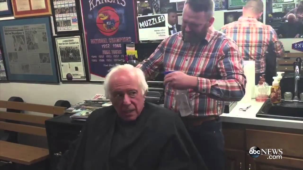 Bernie hair cut Blank Meme Template