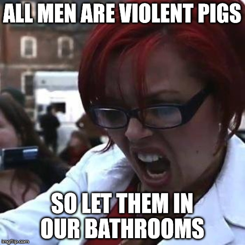 ALL MEN ARE VIOLENT PIGS SO LET THEM IN OUR BATHROOMS | made w/ Imgflip meme maker