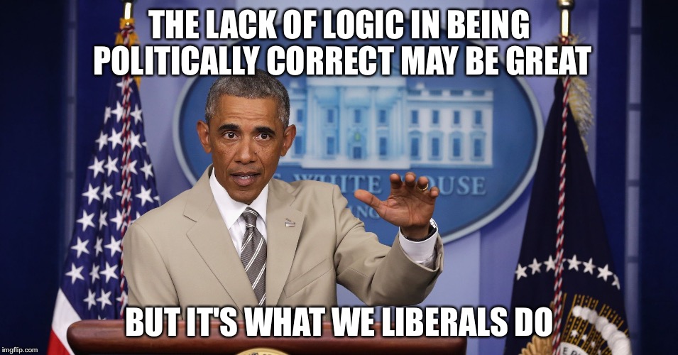 Too much BS | THE LACK OF LOGIC IN BEING POLITICALLY CORRECT MAY BE GREAT BUT IT'S WHAT WE LIBERALS DO | image tagged in too much bs | made w/ Imgflip meme maker