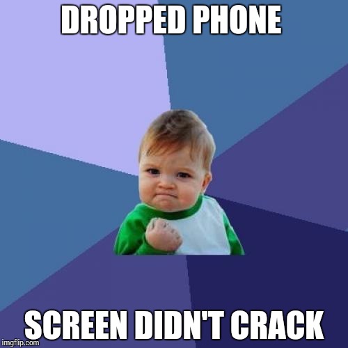 Success Kid Meme | DROPPED PHONE; SCREEN DIDN'T CRACK | image tagged in memes,success kid | made w/ Imgflip meme maker