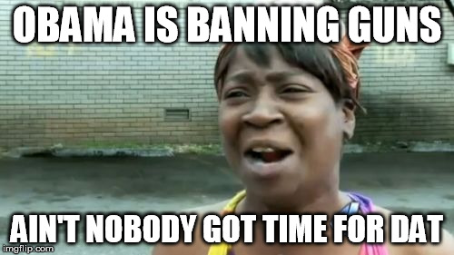 Ain't Nobody Got Time For That | OBAMA IS BANNING GUNS; AIN'T NOBODY GOT TIME FOR DAT | image tagged in memes,aint nobody got time for that | made w/ Imgflip meme maker