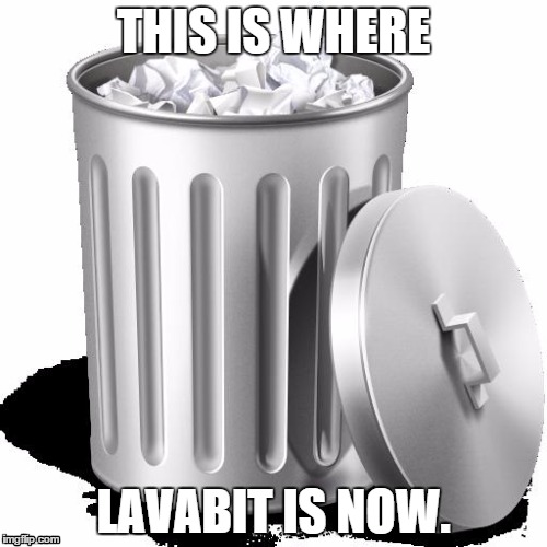 Trash can full | THIS IS WHERE; LAVABIT IS NOW. | image tagged in trash can full,memes | made w/ Imgflip meme maker