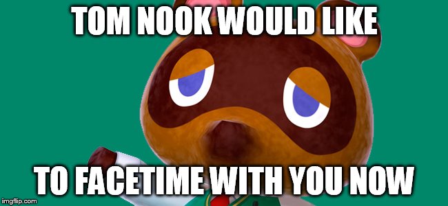 TOM NOOK WOULD LIKE; TO FACETIME WITH YOU NOW | image tagged in tom nook | made w/ Imgflip meme maker