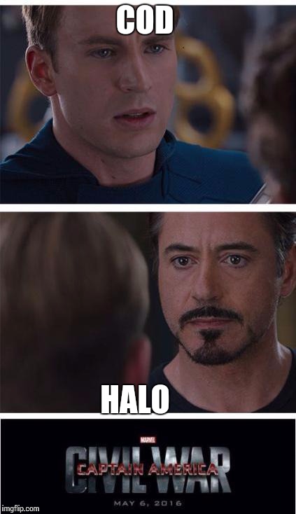 Captain America Civil War | COD; HALO | image tagged in captain america civil war | made w/ Imgflip meme maker