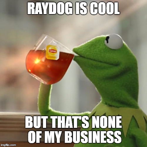 But That's None Of My Business Meme | RAYDOG IS COOL; BUT THAT'S NONE OF MY BUSINESS | image tagged in memes,but thats none of my business,kermit the frog | made w/ Imgflip meme maker