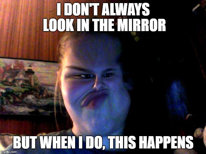 I DON'T ALWAYS LOOK IN THE MIRROR; BUT WHEN I DO, THIS HAPPENS | image tagged in memes | made w/ Imgflip meme maker