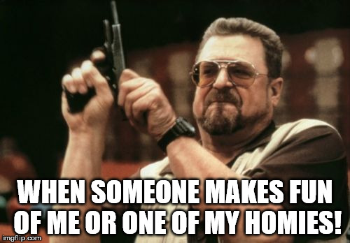 Am I The Only One Around Here | WHEN SOMEONE MAKES FUN OF ME OR ONE OF MY HOMIES! | image tagged in memes,am i the only one around here | made w/ Imgflip meme maker