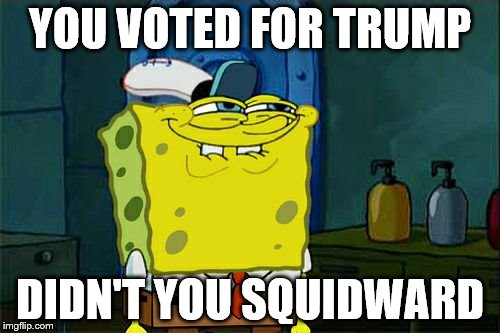 Don't You Squidward Meme | YOU VOTED FOR TRUMP; DIDN'T YOU SQUIDWARD | image tagged in memes,dont you squidward | made w/ Imgflip meme maker