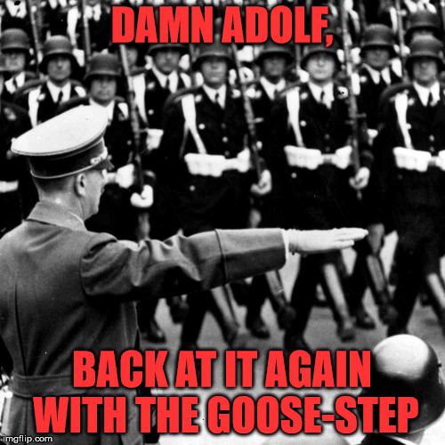 DAMN ADOLF, BACK AT IT AGAIN WITH THE GOOSE-STEP | made w/ Imgflip meme maker