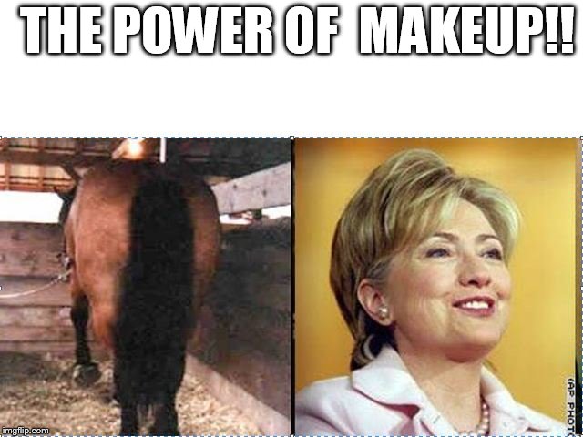 THE POWER OF  MAKEUP!! | image tagged in hill bill  horsery,hillary  makeup | made w/ Imgflip meme maker